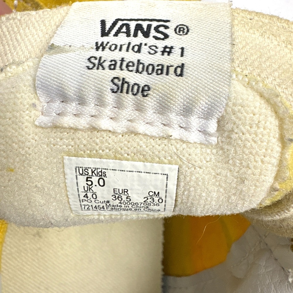 Vans Skate Hi Top Sneaker Shoes Kids Sz 5 Yellow Suede Canvas Lace Up Back Zip - Picture 7 of 16